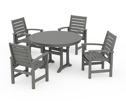 POLYWOOD® Signature 5-Piece Round Dining Set with Trestle Legs in Slate Grey