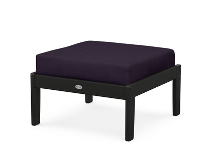 POLYWOOD® Braxton Deep Seating Ottoman in Black / Navy Linen