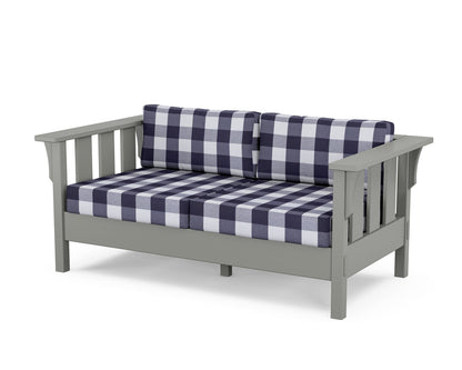 Martha Stewart by POLYWOOD® Acadia Deep Seating Loveseat in Slate Grey / Buffalo Plaid Navy