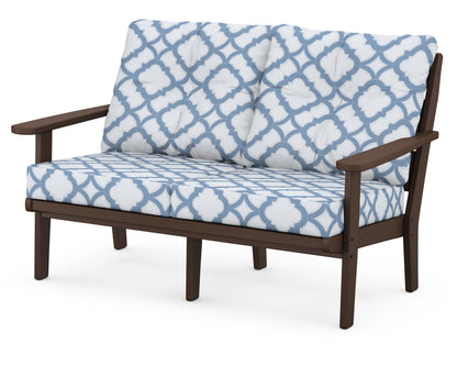 POLYWOOD® Lakeside Deep Seating Loveseat in Mahogany / Trellis Sky Blue