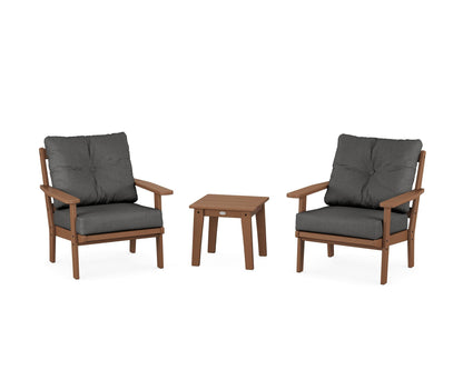 POLYWOOD® Oxford 3-Piece Deep Seating Set in Teak / Spectrum Carbon