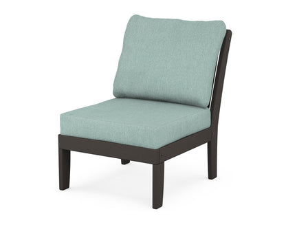 POLYWOOD® Braxton Modular Armless Chair in Vintage Coffee / Glacier Spa