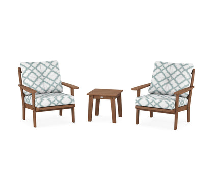 POLYWOOD® Mission 3-Piece Deep Seating Set in Teak / Trellis Glacier Spa