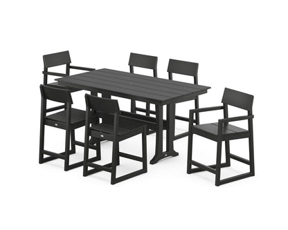 POLYWOOD® EDGE 7-Piece Farmhouse Counter Set with Trestle Legs in Black