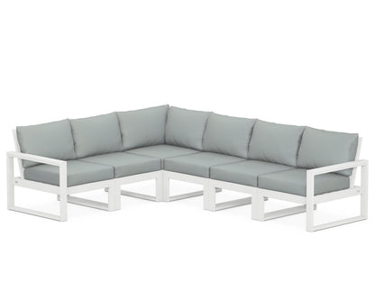 POLYWOOD® EDGE 6-Piece Modular Deep Seating Set in White / Spa