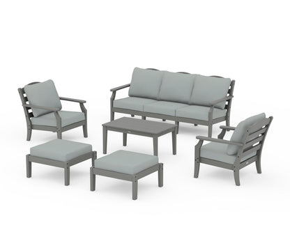 Draper James™ by  POLYWOOD® Savannah 6-Piece Lounge Sofa Set in Slate Grey / Spa
