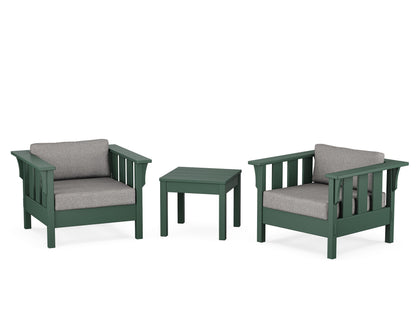 Martha Stewart by POLYWOOD® Acadia 3-Piece Deep Seating Set in Green / Grey Mist