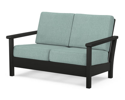 POLYWOOD® Harbour Deep Seating Loveseat in Black / Glacier Spa