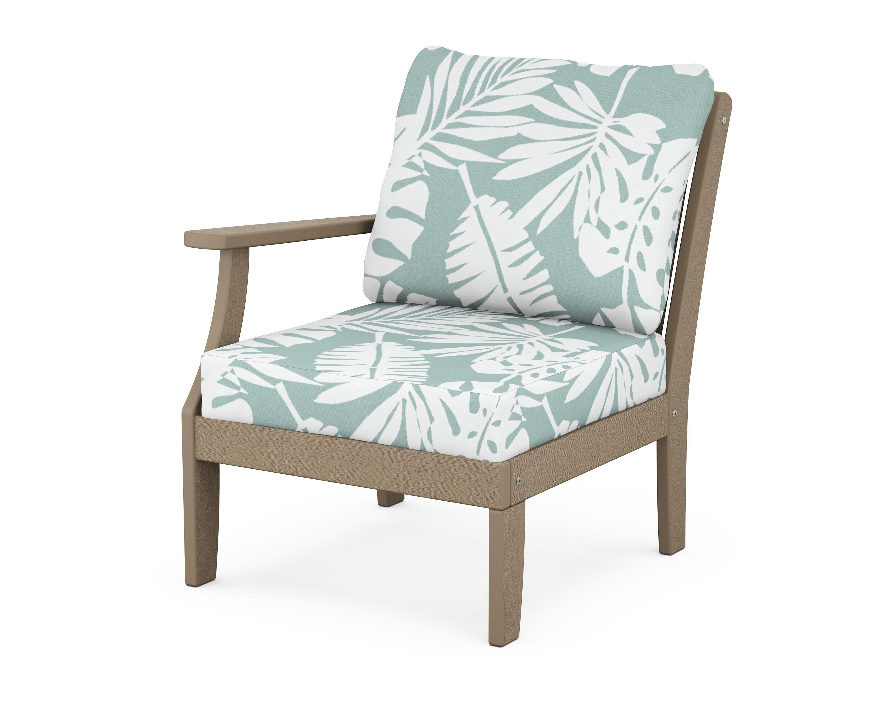 POLYWOOD® Braxton Modular Left Arm Chair in Vintage Sahara / Leaf Glacier Spa