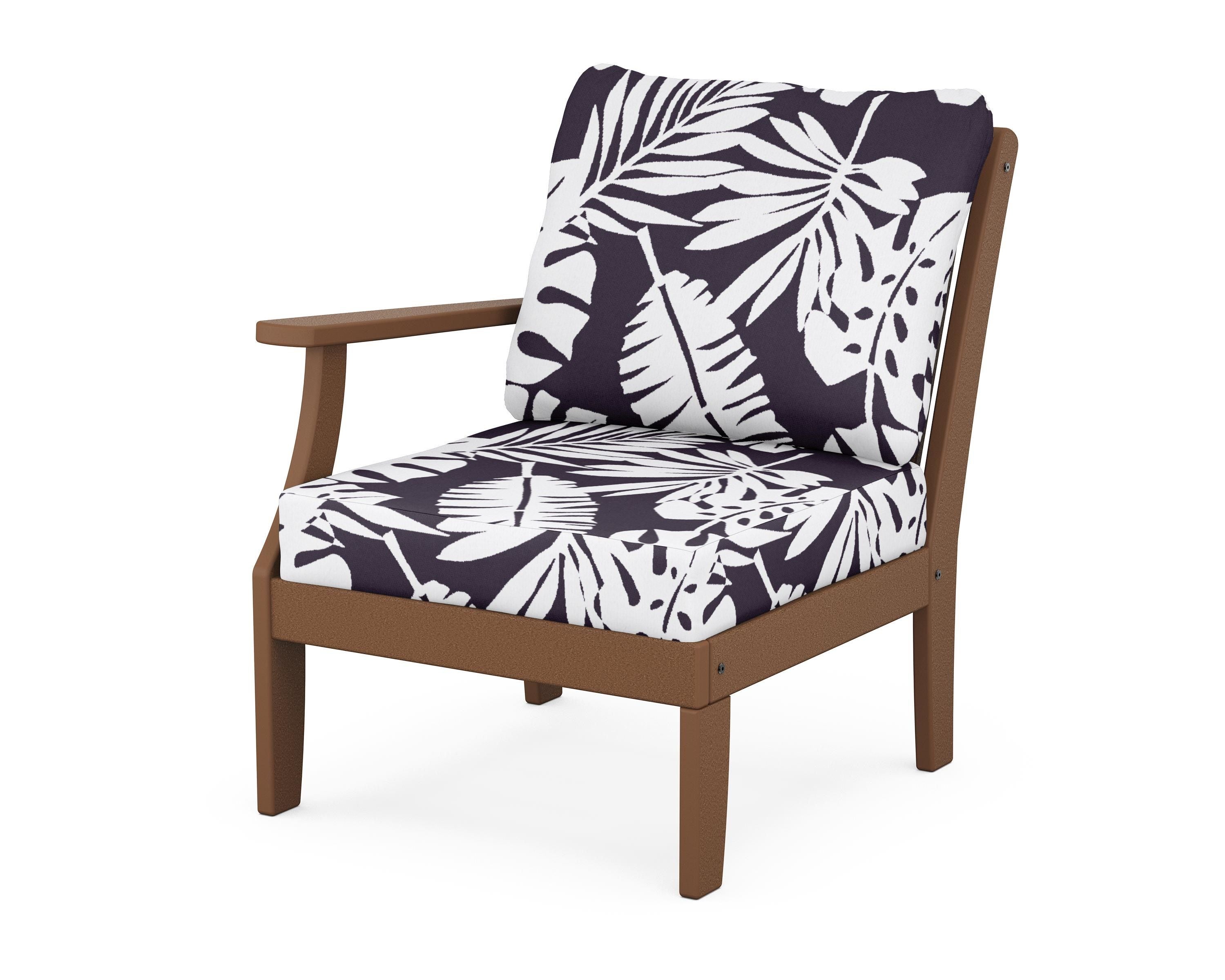 POLYWOOD® Braxton Modular Left Arm Chair in Teak / Leaf Navy
