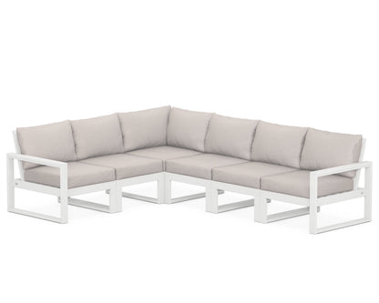 POLYWOOD® EDGE 6-Piece Modular Deep Seating Set in White / Dune Burlap