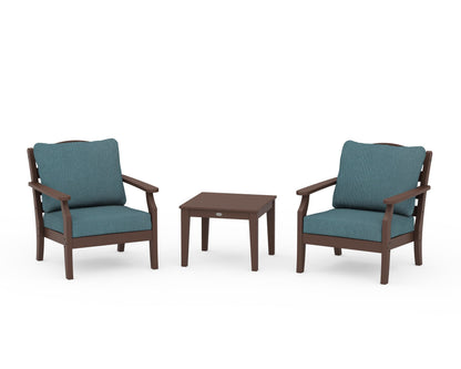 Draper James™ by  POLYWOOD® Savannah 3-Piece Deep Seating Set in Mahogany / Ocean Teal