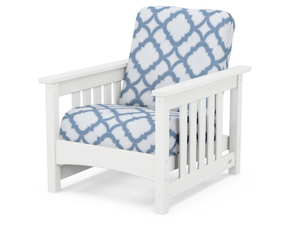POLYWOOD® Club Mission Chair in White / Trellis Sky Blue