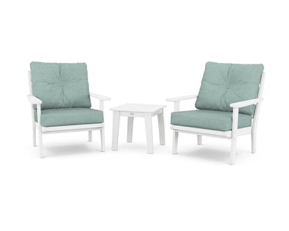 POLYWOOD® Lakeside 3-Piece Deep Seating Chair Set in White / Glacier Spa