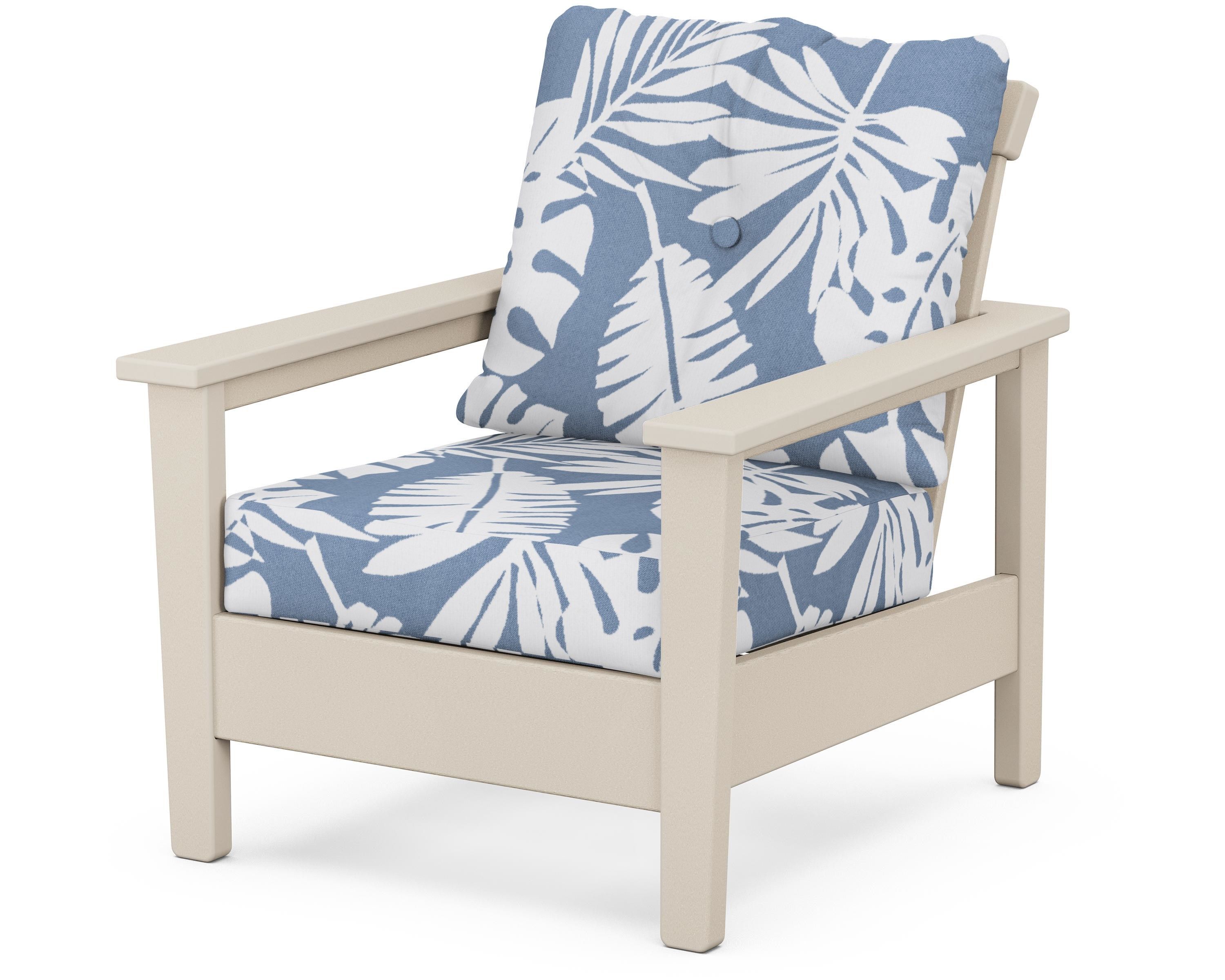 POLYWOOD® Prescott Deep Seating Chair in Sand / Leaf Sky Blue