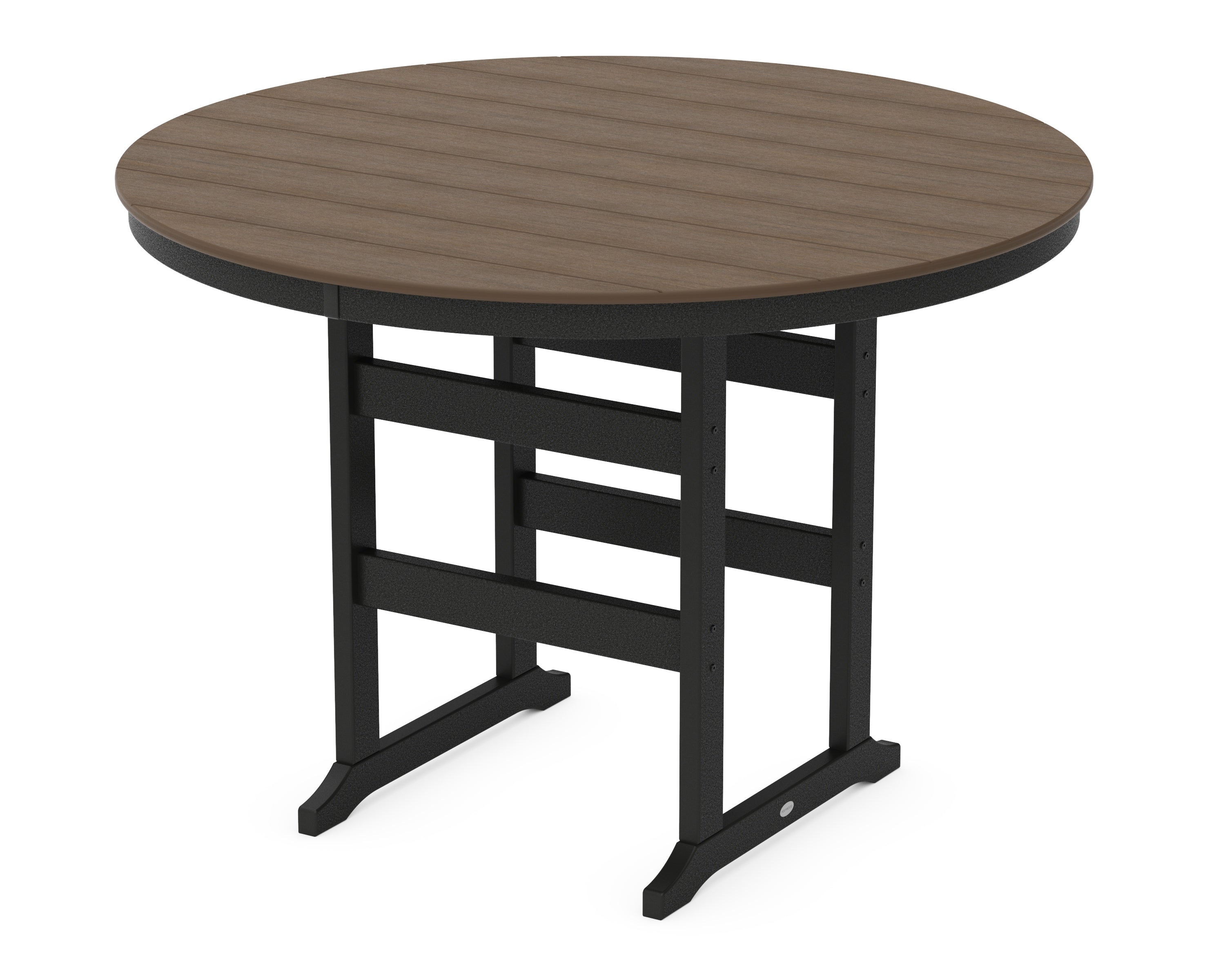 POLYWOOD® 60" Round Farmhouse Bar Table in Black / Kona