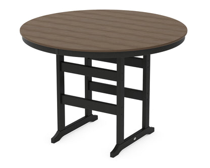 POLYWOOD® 60" Round Farmhouse Bar Table in Black / Kona