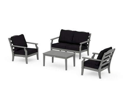 Draper James™ by  POLYWOOD® Savannah 4-Piece Deep Seating Set with Loveseat in Slate Grey / Midnight Linen
