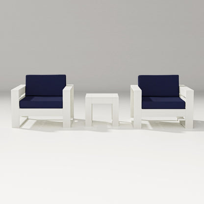 PW Designer Series Latitude 3-Piece Lounge Chair Set in Vintage White / Navy
