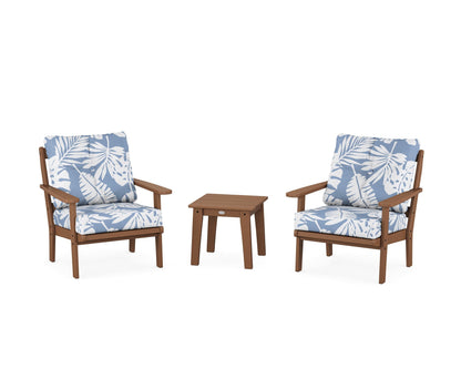 POLYWOOD® Mission 3-Piece Deep Seating Set in Teak / Leaf Sky Blue