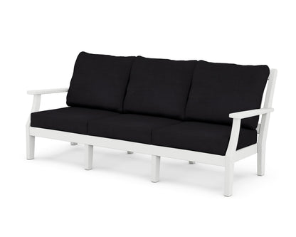 Martha Stewart by POLYWOOD® Chinoiserie Deep Seating Sofa in White / Midnight Linen