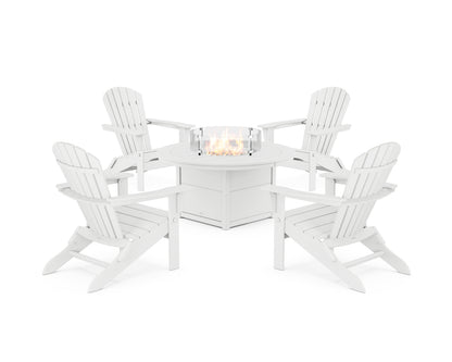 POLYWOOD® South Beach 5-Piece Folding Adirondack Fire Chat Set in White