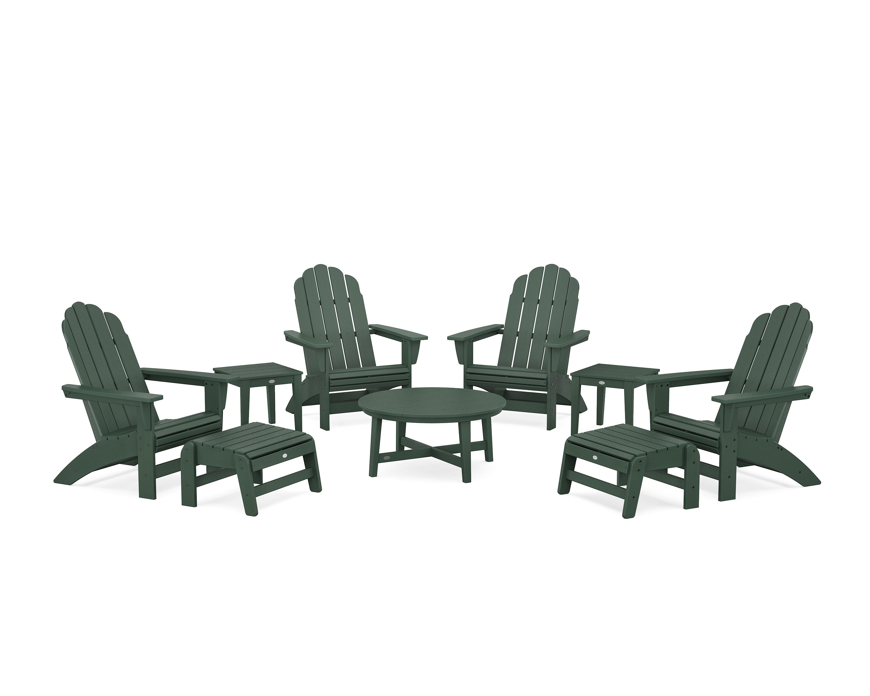 POLYWOOD® Vineyard Grand Adirondack 9-Piece Conversation Set in Green
