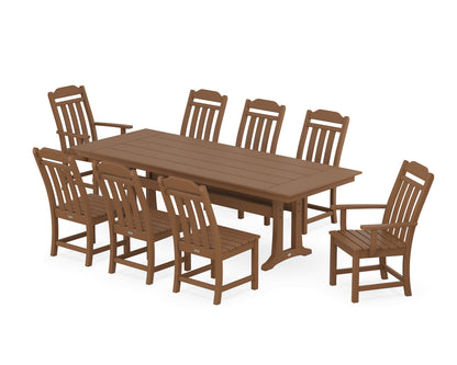 Country Living Cottage 9-Piece Farmhouse Dining Set with Trestle Legs in Teak