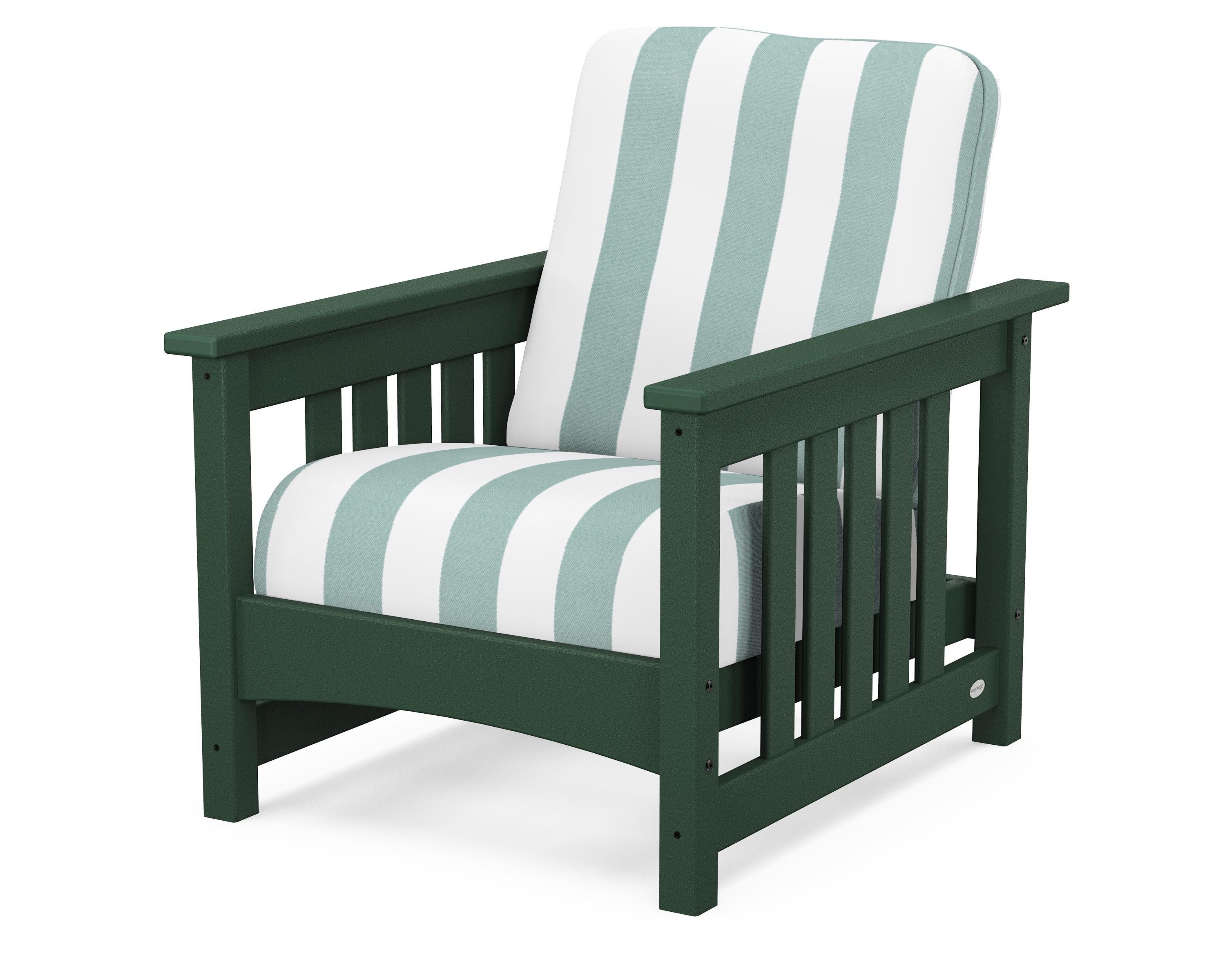 POLYWOOD® Club Mission Chair in Green / Cabana Stripe Glacier Spa