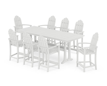 POLYWOOD® Classic Adirondack 9-Piece Farmhouse Counter Set with Trestle Legs in White