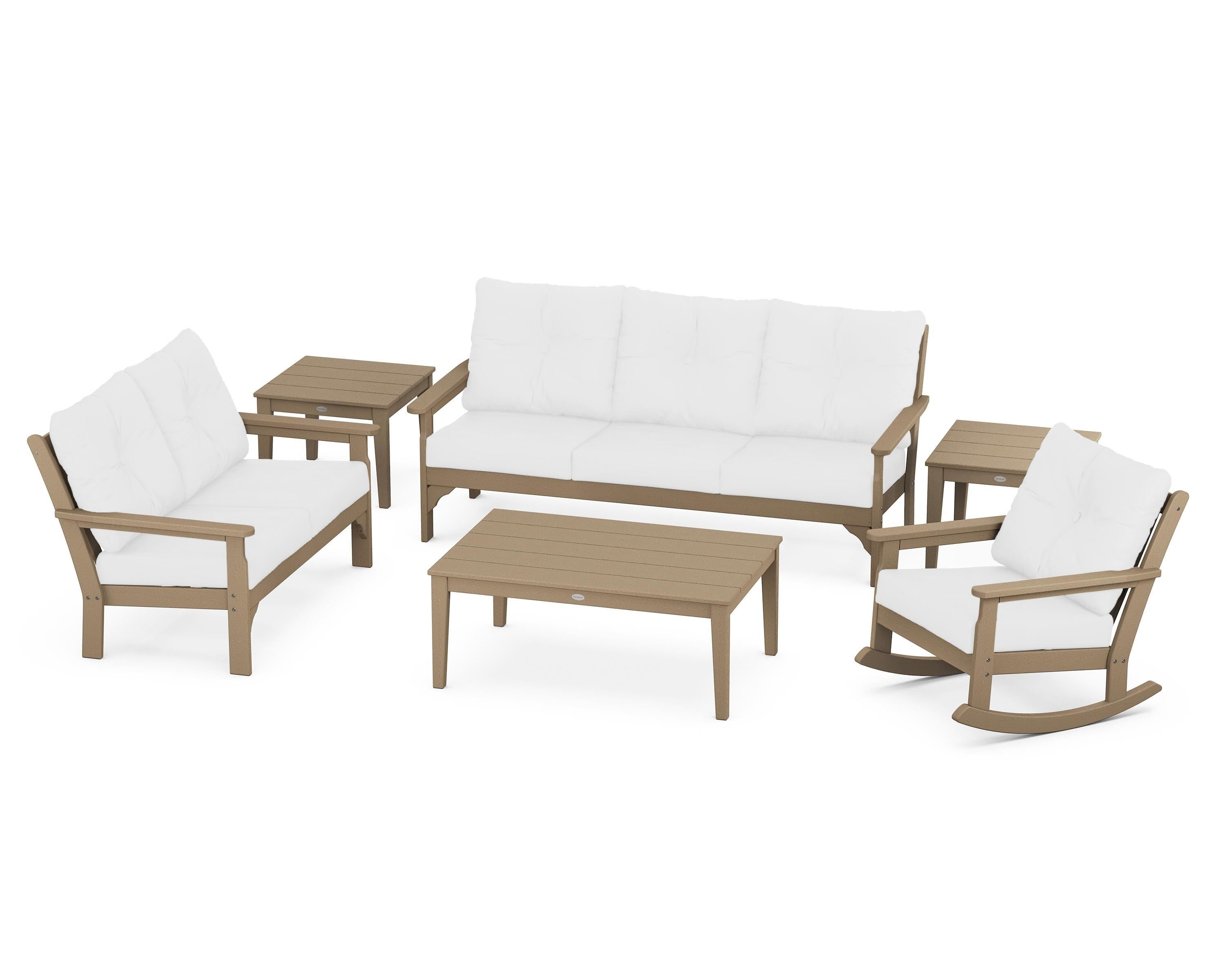 POLYWOOD® Vineyard 6-Piece Deep Seating Set in Vintage Sahara / Natural