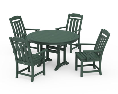 Country Living Cottage 5-Piece Round Dining Set with Trestle Legs in Green