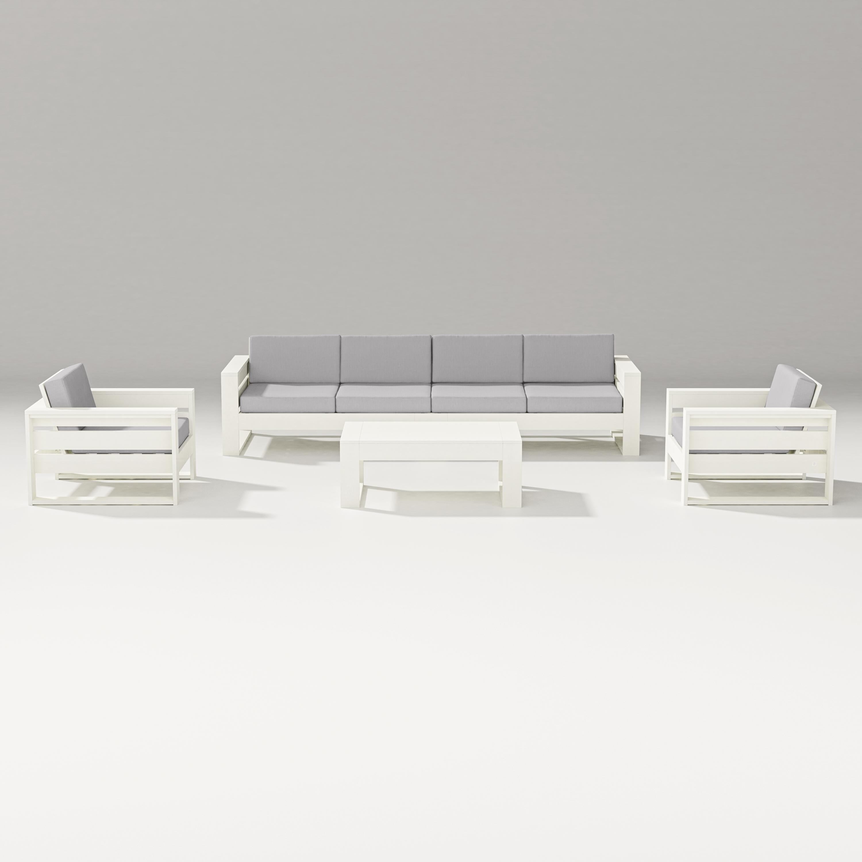 PW Designer Series Latitude 5-Piece Lounge Sofa Set in Vintage White / Granite