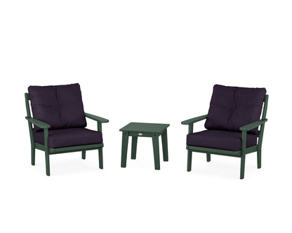 POLYWOOD® Mission 3-Piece Deep Seating Set in Green / Navy Linen