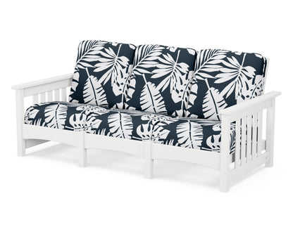 POLYWOOD® Club Mission Sofa in White / Leaf Marine Indigo
