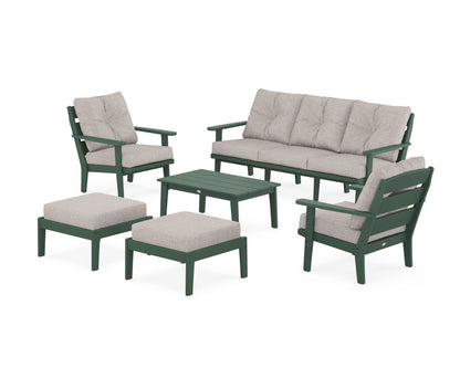POLYWOOD® Lakeside 6-Piece Lounge Sofa Set in Green / Weathered Tweed