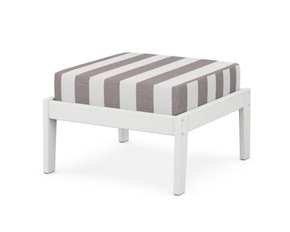 Unbranded Deep Seating Ottoman in White / Cabana Stripe Grey Mist