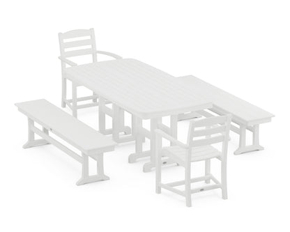 POLYWOOD® La Casa Café 5-Piece Dining Set with Benches in White
