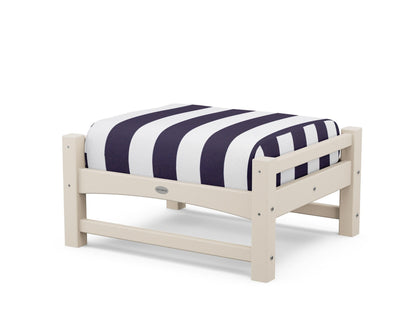 POLYWOOD® Club Ottoman in Sand / Cabana Stripe Navy