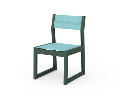 POLYWOOD® Edge Sling Dining Side Chair - 2 Chairs in Green / Dupioni Aquamarine Sling
