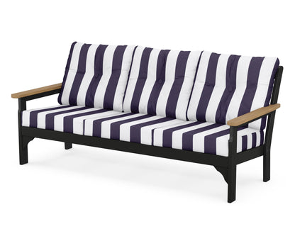 POLYWOOD® Vineyard Deep Seating Sofa in Black / Natural / Cabana Stripe Navy