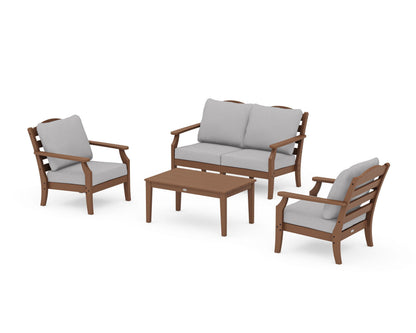 Draper James™ by  POLYWOOD® Savannah 4-Piece Deep Seating Set with Loveseat in Teak / Granite