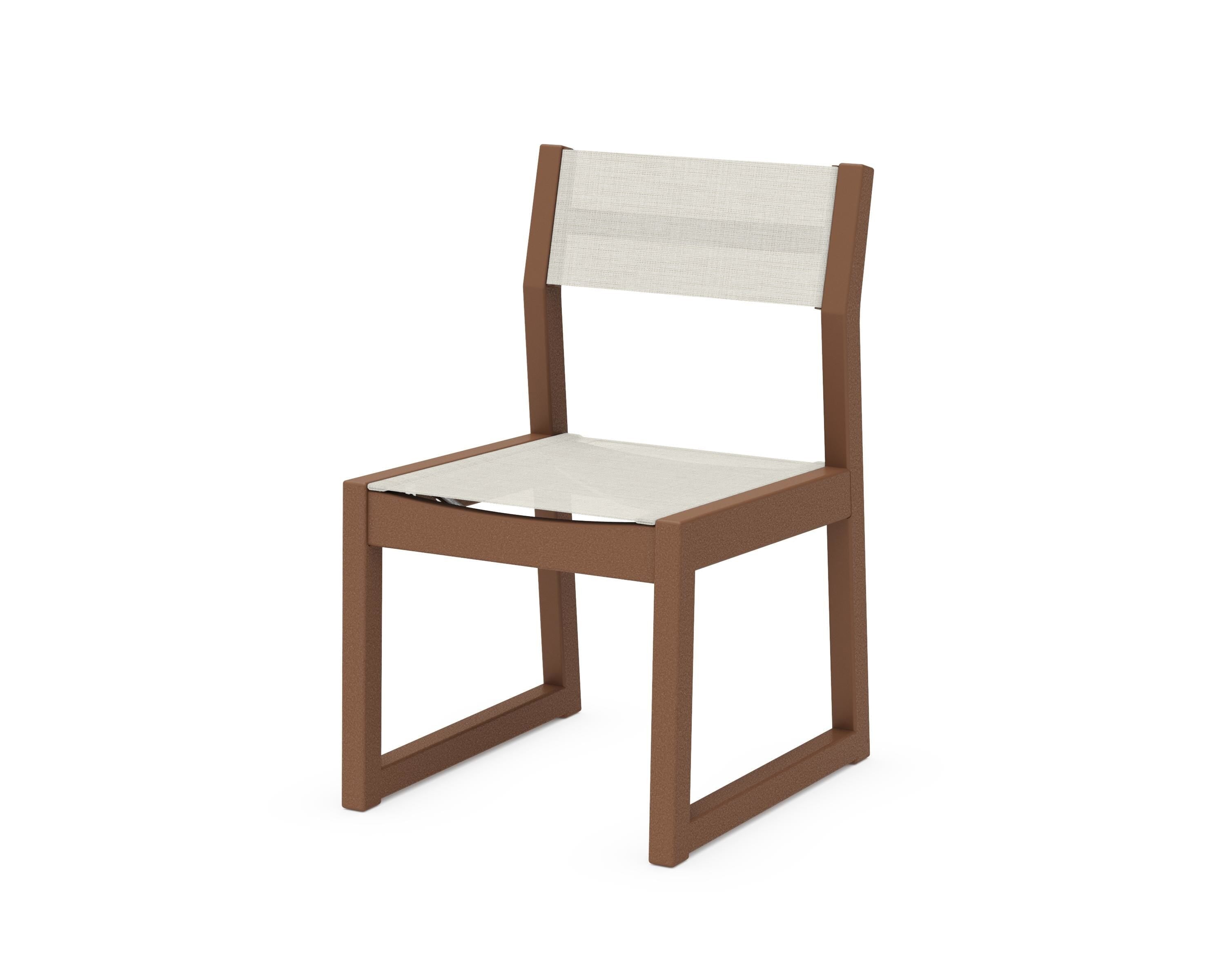 POLYWOOD® EDGE Sling Dining Side Chair in Teak / Parchment Sling