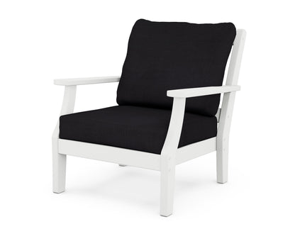Martha Stewart by POLYWOOD® Chinoiserie Deep Seating Chair in White / Midnight Linen