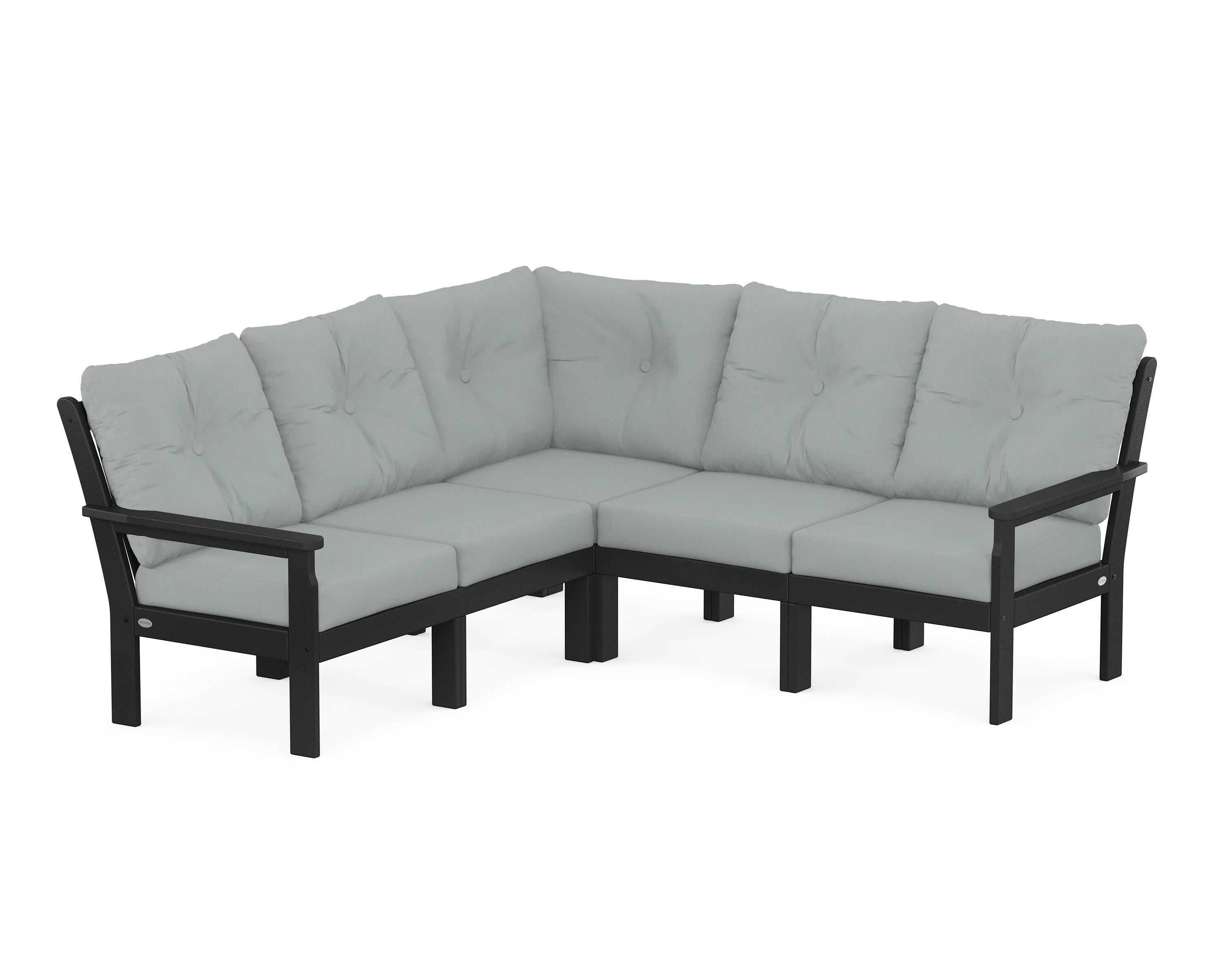 POLYWOOD® Vineyard 5-Piece Sectional in Black / Spa