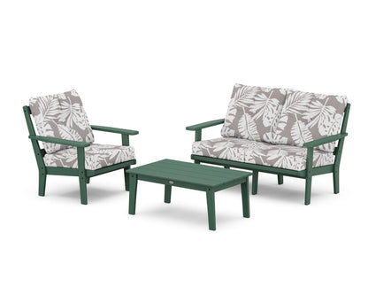 POLYWOOD® Prairie 3-Piece Deep Seating Set with Loveseat in Green / Leaf Grey Mist