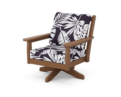 POLYWOOD® Chippendale Deep Seating Swivel Chair in Teak / Leaf Navy