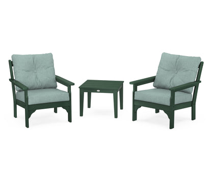 POLYWOOD® Vineyard 3-Piece Deep Seating Set in Green / Glacier Spa