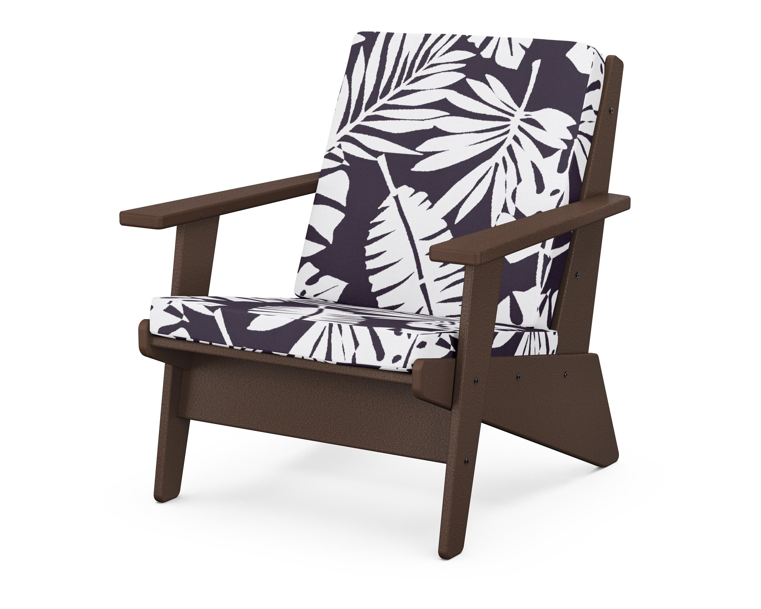 POLYWOOD® Riviera Modern Lounge Chair in Mahogany / Leaf Navy