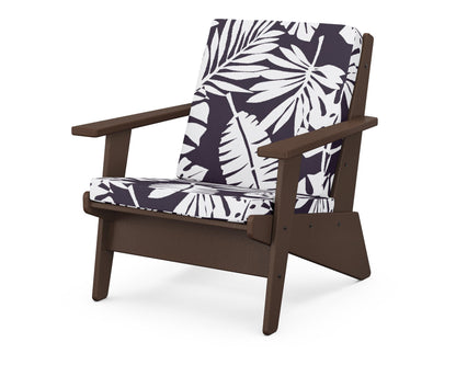 POLYWOOD® Riviera Modern Lounge Chair in Mahogany / Leaf Navy